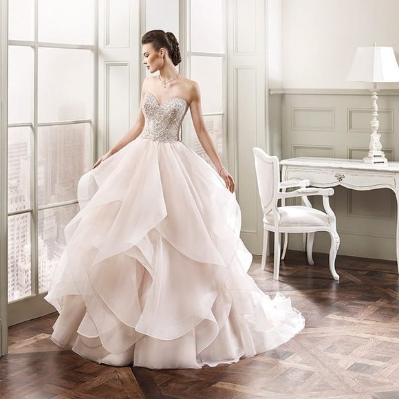 NEW Eddy K Wedding Dress, Blush Swarovski Ballgown Princess, Size 10 Reg $4999 - Picture 2 of 11